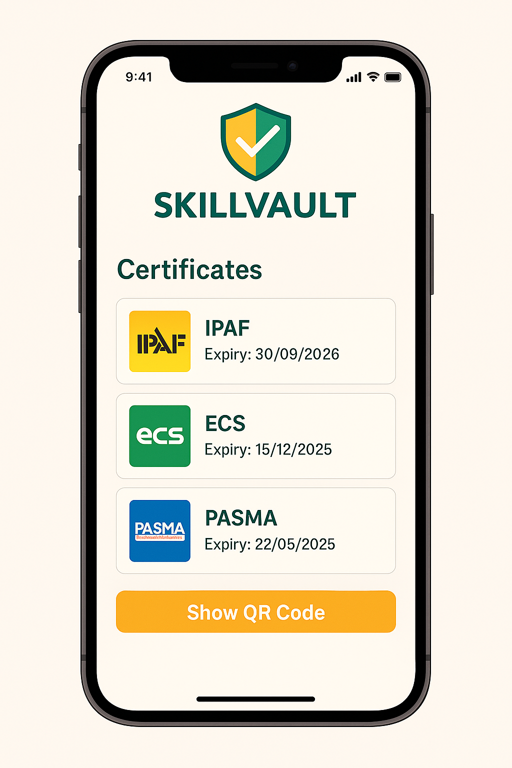 SkillVault App Mockup